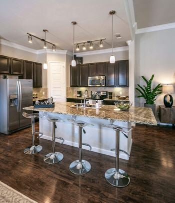 Designer Kitchen Cabinets with Modern Stainless Steel Whirlpool® Appliances at Mansions Woodland, Conroe, 77384